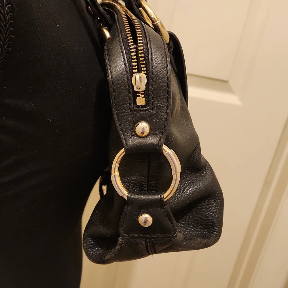 Michael Michael Kors, Black & Gold Satchel Purse - Picture 6 of 16